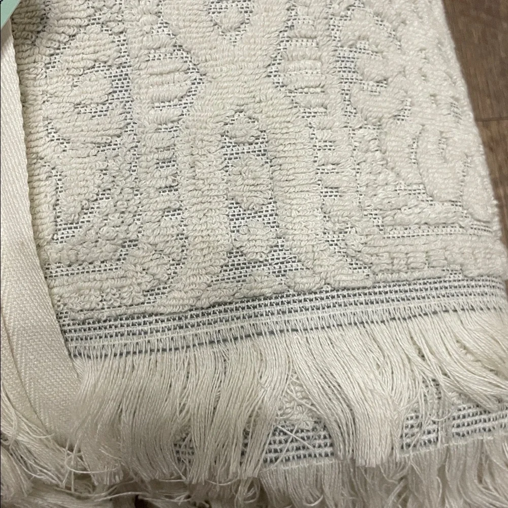 The Spring Shop Cream Textured Towels with Fringe